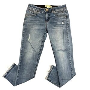 Democracy AB Technology Distressed Frayed Hem Skinny Jeans